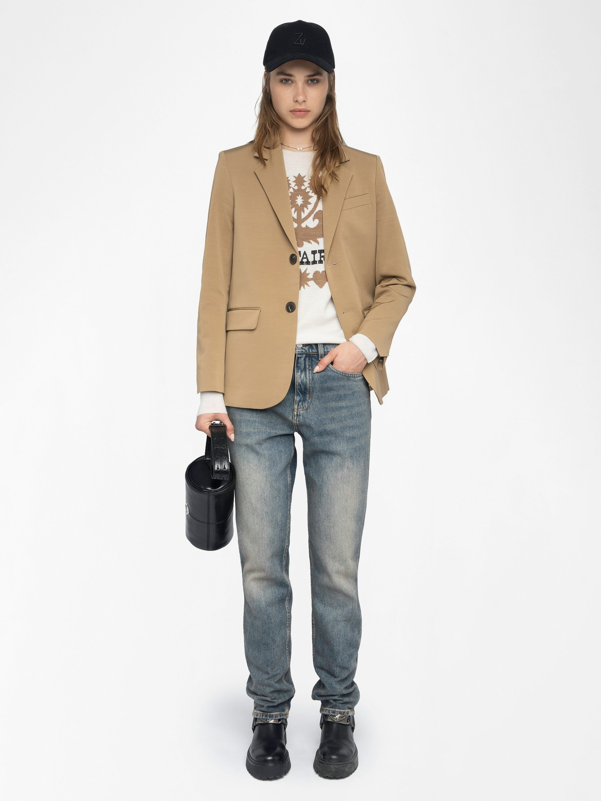 Vanille Blazer - Regular fit straight blazer in ottoman fabric with button fastening.